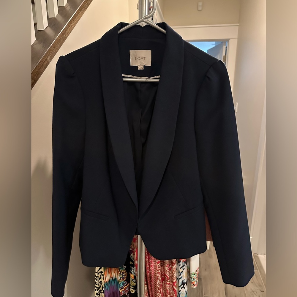 LOFT Navy Blazer Tailored Suit Jacket